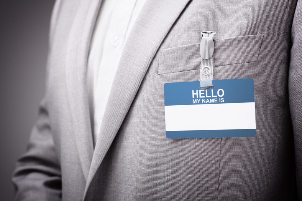 hello my name is name badge