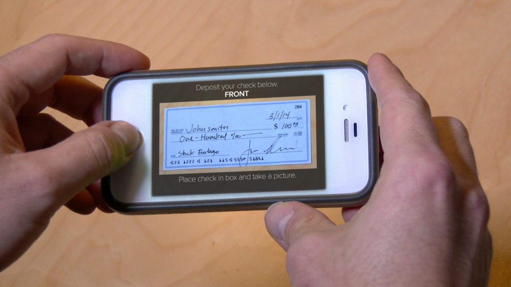 depositing check with mobile phone