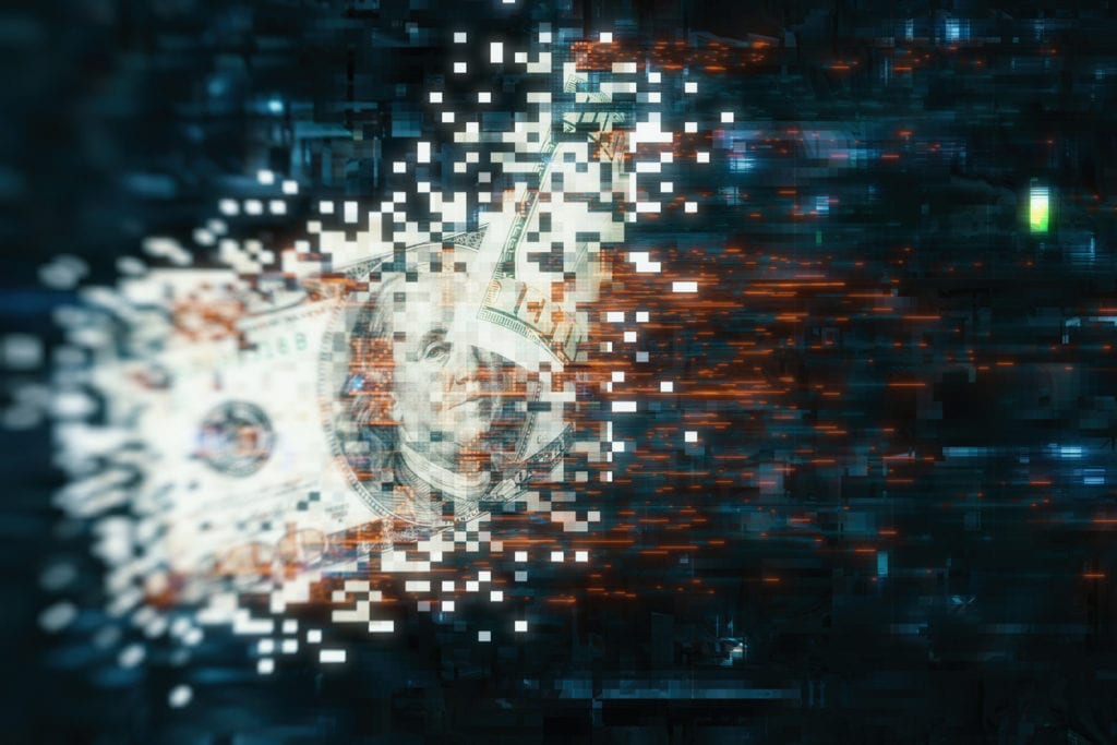 digitized currency breaking into bits